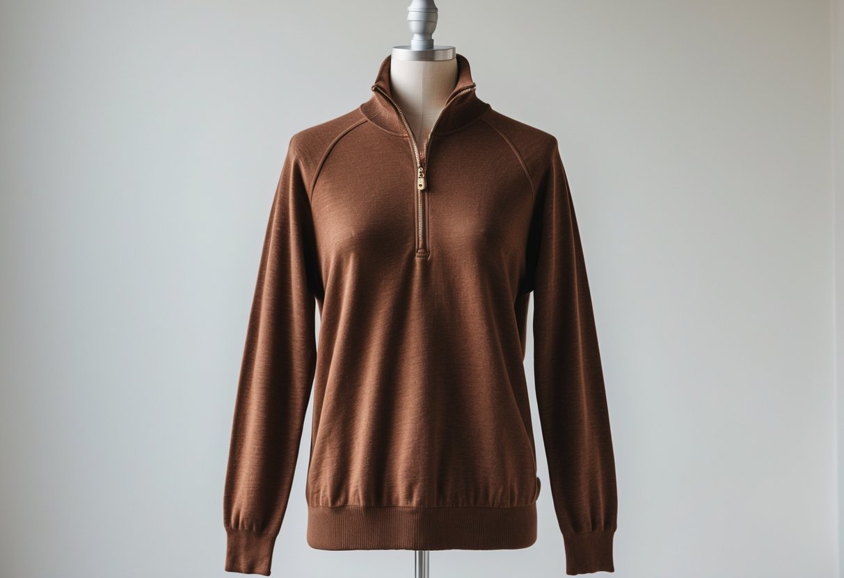 A quarter-zip sweater displayed on a mannequin against a plain background.